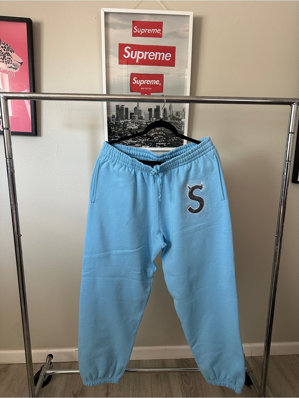 Supreme Kids Light Blue Sweatpants with 'S' Patch